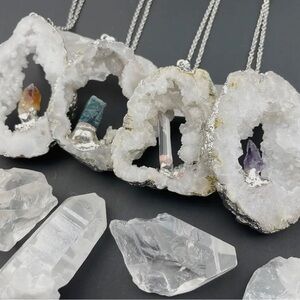 Druzy Geode Silver Necklace